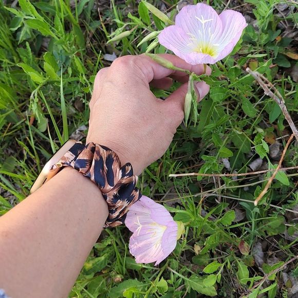 Leopard Scrunchie Watch Band for Fitbit Sense, Versa 3 2 1 Lite, Apple Watch - Picture 1 of 7